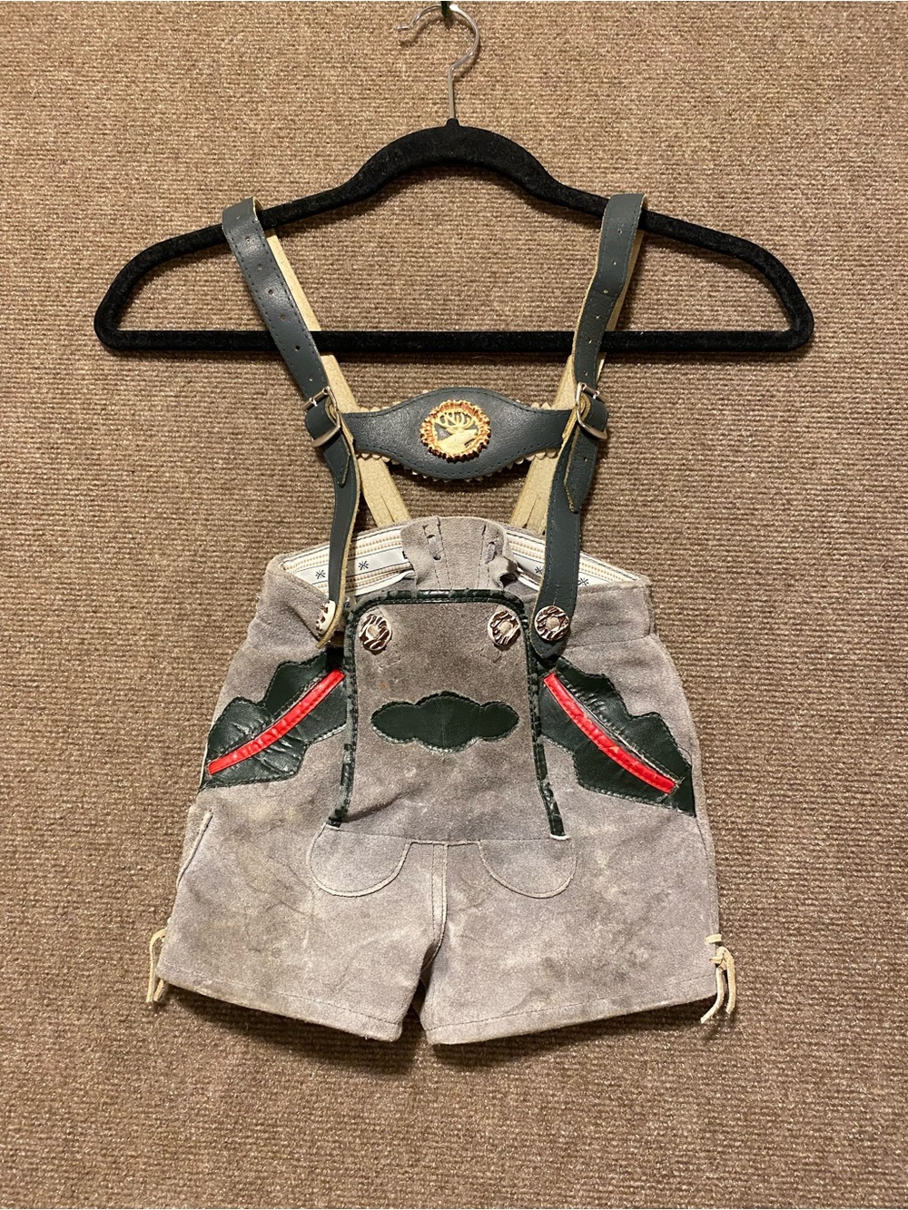 Vintage Kids Genuine Suede Lederhosen Authentic German Alpine Size 2T 92